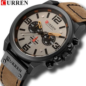 CURREN Top Luxury Brand Men's Military Waterproof Leather Sport Quartz Watches Chronograph Date Fashion Casual Men's Clock 8314