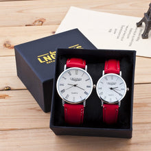 Load image into Gallery viewer, Couple Watches Pair Men And Women Gloss Glass Leather Fashion Lovers Wristwatch Red Luxury Watch Set for Valentine&#39;s Day Gift