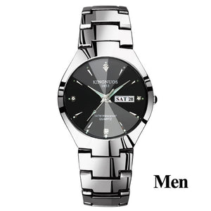 Lovers Watches Luxury Quartz Wrist Watch for Men and Women Hodinky Dual Calender Week Steel Saat Reloj Mujer Hombre Couple Watch