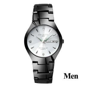 Lovers Watches Luxury Quartz Wrist Watch for Men and Women Hodinky Dual Calender Week Steel Saat Reloj Mujer Hombre Couple Watch