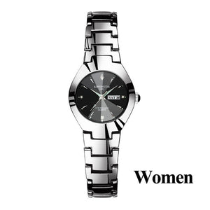 Lovers Watches Luxury Quartz Wrist Watch for Men and Women Hodinky Dual Calender Week Steel Saat Reloj Mujer Hombre Couple Watch