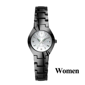 Lovers Watches Luxury Quartz Wrist Watch for Men and Women Hodinky Dual Calender Week Steel Saat Reloj Mujer Hombre Couple Watch