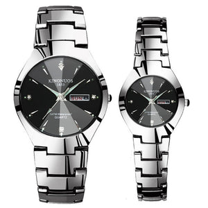 Lovers Watches Luxury Quartz Wrist Watch for Men and Women Hodinky Dual Calender Week Steel Saat Reloj Mujer Hombre Couple Watch