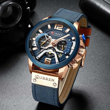 Load image into Gallery viewer, Curren Mens Watches Top Brand Luxury Chronograph Men Watch Leather Luxury Waterproof Sport Watch Men Male Clock Man Wristwatch