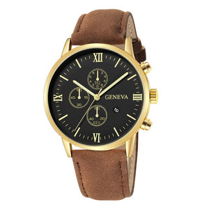 Fashion Geneva Men Date Alloy Case Synthetic Leather Analog Quartz Sport Watch Male Clock Top Brand Luxury Relogio Masculino D30