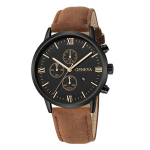 Fashion Geneva Men Date Alloy Case Synthetic Leather Analog Quartz Sport Watch Male Clock Top Brand Luxury Relogio Masculino D30