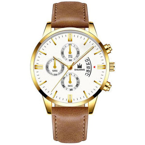 Relogio Masculino watches men fashion Sport box stainless steel leather band watch Quartz business wristwatch Reloj Hombre 2019