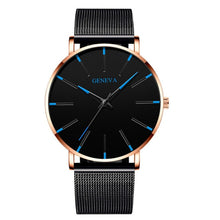 Load image into Gallery viewer, Luxury Fashion Mens Minimalist Watches Ultra Thin black Stainless Steel Mesh Band Watch Men Business Casual Analog Quartz clock