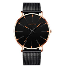 Load image into Gallery viewer, Luxury Fashion Mens Minimalist Watches Ultra Thin black Stainless Steel Mesh Band Watch Men Business Casual Analog Quartz clock