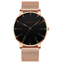 Load image into Gallery viewer, Luxury Fashion Mens Minimalist Watches Ultra Thin black Stainless Steel Mesh Band Watch Men Business Casual Analog Quartz clock