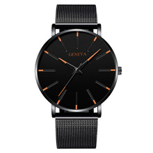 Load image into Gallery viewer, Luxury Fashion Mens Minimalist Watches Ultra Thin black Stainless Steel Mesh Band Watch Men Business Casual Analog Quartz clock