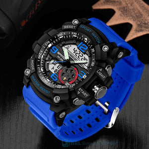 SANDA Brand Wrist Watch Men Watches Military Army Sport Style Wristwatch Dual Display Male Watch For Men Clock Waterproof Hours