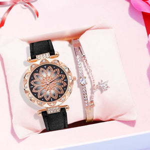 Luxury Women Watches Bracelet set Starry Sky Ladies Bracelet Watch Casual Leather Quartz Wristwatch Clock gift Relogio Feminino