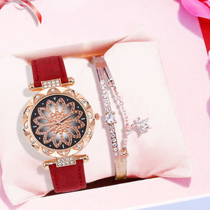 Luxury Women Watches Bracelet set Starry Sky Ladies Bracelet Watch Casual Leather Quartz Wristwatch Clock gift Relogio Feminino