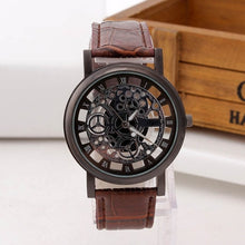 Load image into Gallery viewer, Quartz Watch Men Luxury Simple 12 Colors Hollow Stainless Steel Quartz Military наручные часы Sport Buckle Leather Wrist Watch