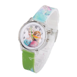 Princess Elsa Children Watches Electronic Colorful Light Source Child Watch Girls Birthday Party Kids Gift Clock Childrens Wrist