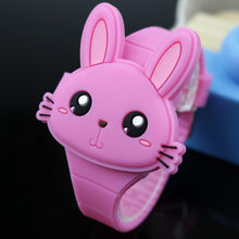 Load image into Gallery viewer, Lovely Rabbit Cartoon Children Watches Flip Cover Rubber Electronic Kids Watch for Boy Student Girls Clock Reloj Infantil Saati