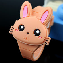 Load image into Gallery viewer, Lovely Rabbit Cartoon Children Watches Flip Cover Rubber Electronic Kids Watch for Boy Student Girls Clock Reloj Infantil Saati