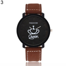 Load image into Gallery viewer, Newest Couple Queen King Crown Fuax Leather Quartz Analog Wrist Watch Chronograph 2017 Wom reloj mujer