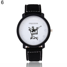 Load image into Gallery viewer, Newest Couple Queen King Crown Fuax Leather Quartz Analog Wrist Watch Chronograph 2017 Wom reloj mujer