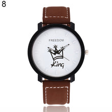 Load image into Gallery viewer, Newest Couple Queen King Crown Fuax Leather Quartz Analog Wrist Watch Chronograph 2017 Wom reloj mujer